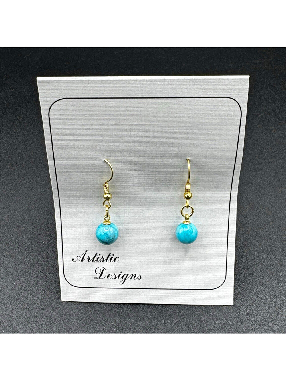 Artistic Designs Turquoise Bead Earrings Gold Tone Dangle Western Southwest